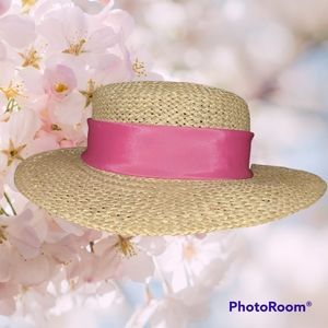 Importina Vintage Straw Hat with pink bow